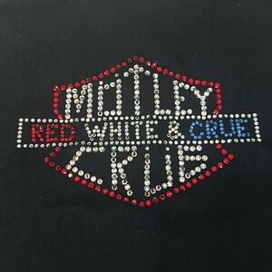 X- Lange Concert tank top for Motley Crüe ,Black Tank Top with Red, White, blue